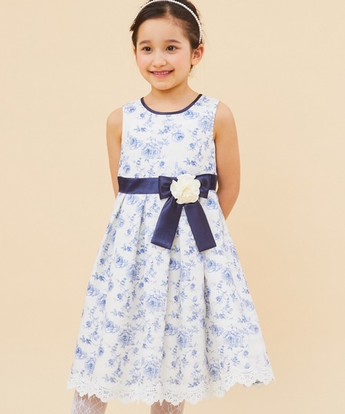 ドレス 発表会 卒園式 入学式 「KIDS」花柄プリントドレス キッズ 子供服 女の子の画像