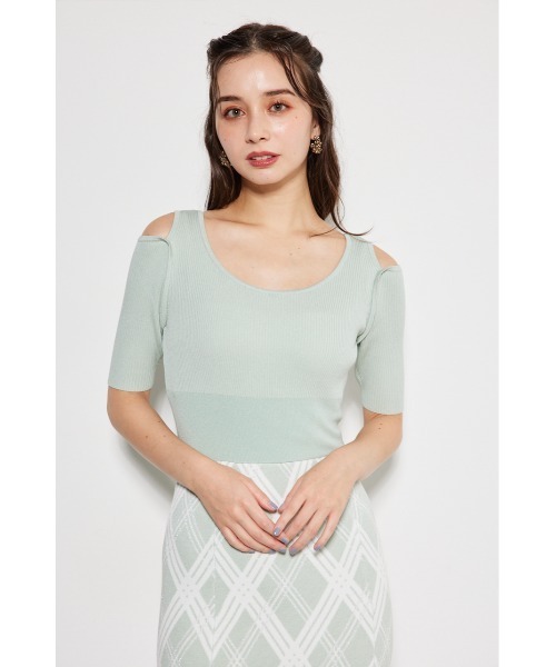 rienda ワンピース 2WAYランダムチェックグリッターニット