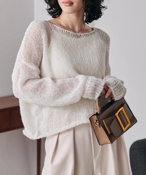 ニット セーター キッドモヘアローゲージニット レディース RANAN ニット セーター モヘアライクローゲージニット