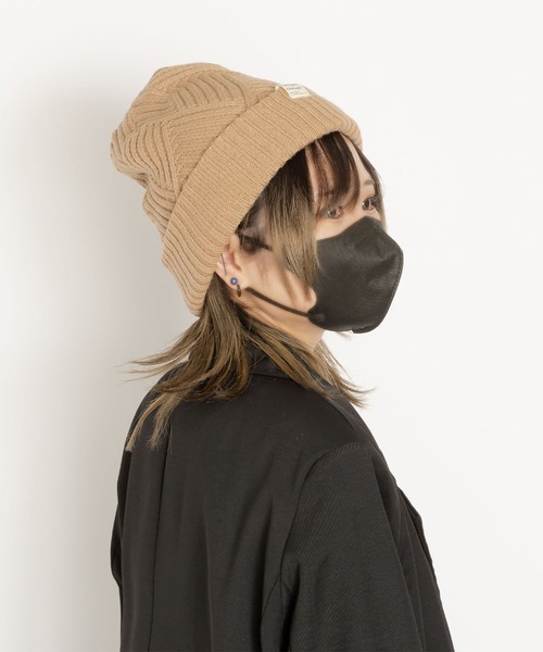 polka ニット帽 ニットキャップ リサイクルポリ リバーシブル