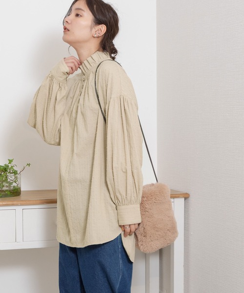 POU DOU DOU（プードゥドゥ） ブラウス シャツ スタンドフリルブラウス