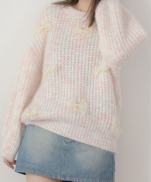 Sov リボンモチーフニットトップ　36 新作 DOUBLE STANDARD CLOTHING - Sov リボンモチーフニットトップ 36