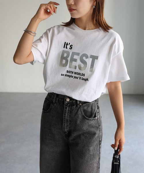 tシャツ glitter Bonne journee T-shirt(グリッターロゴ半袖Tシャツ) レディース Heart - Ladies T Shirt Glitter Heart, 100% Cotton Sparkle