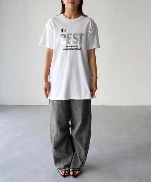 tシャツ 「itabamoeコラボ」プリントTシャツ レディース 箔プリント Tシャツ（12-64CI03-204）｜コムサイズム（COMME CA