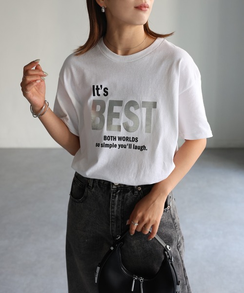 Invel クレンジング製品 シルバー袋 レディース 半袖Tシャツ サイズM Riberry（リベリー） tシャツ 半袖 It's BEST メタリック箔シルバー