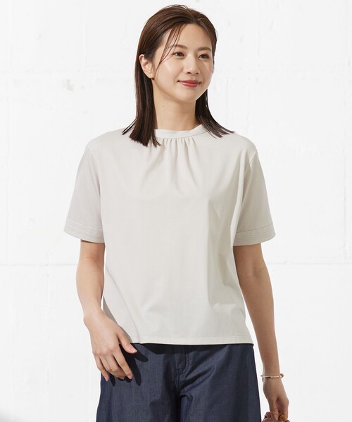 tシャツ 「接触冷感」プレーティングジャージー モックネック カットソー レディース
