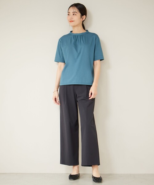 tシャツ 「接触冷感」プレーティングジャージー モックネック カットソー レディース tシャツ 「接触冷感」プレーティングジャージー モックネック