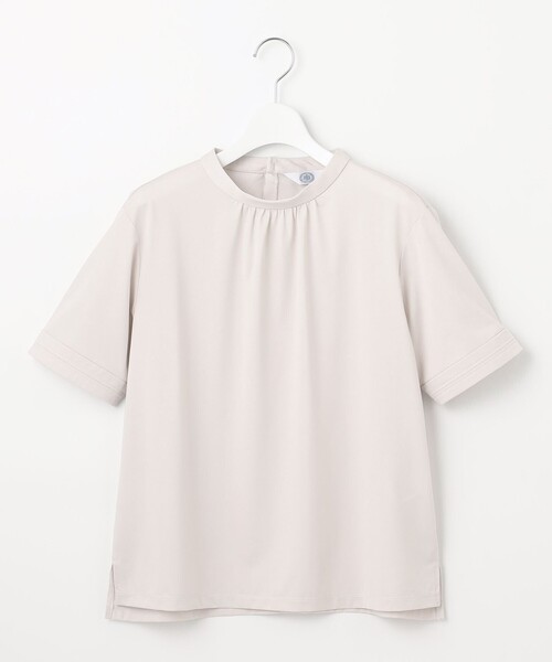 tシャツ 「接触冷感」プレーティングジャージー モックネック カットソー レディース tシャツ 「接触冷感」プレーティングジャージー モックネック