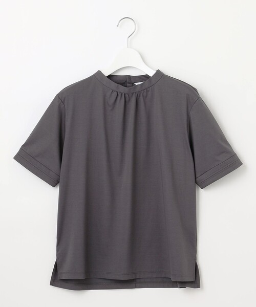 tシャツ 「接触冷感」プレーティングジャージー モックネック カットソー レディース tシャツ 「接触冷感」プレーティングジャージー モックネック