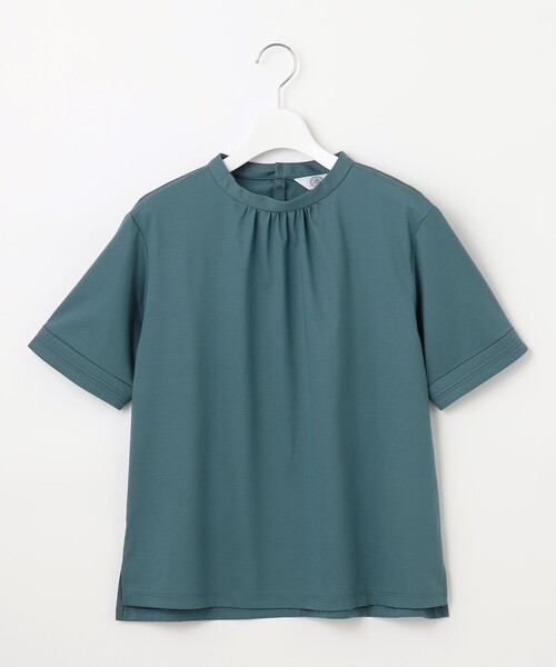 tシャツ 「接触冷感」プレーティングジャージー モックネック カットソー レディース tシャツ 「接触冷感」プレーティングジャージー モックネック