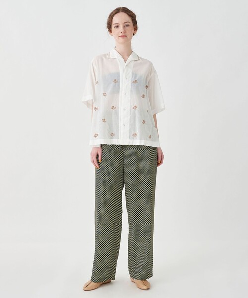 SOULEIADO◆長袖ブラウス/36/コットン/BLU/総柄/75-01-24-01301 SOULEIADO（ソレイアード）の「コットンプリント シャーリング