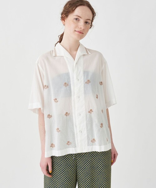 SOULEIADO◆長袖ブラウス/36/コットン/BLU/総柄/75-01-24-01301 SOULEIADO（ソレイアード）の「コットンプリント シャーリング