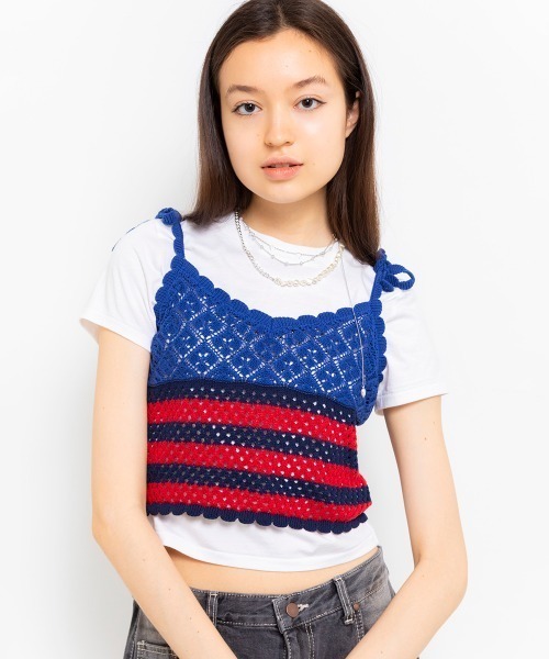 ベスト ジレ atmos pink Crochet Bustier / アトモス ピンク クロシェット ビスチェ レディース atmos girls ベスト ジレ pink Crochet Bustier / アトモス