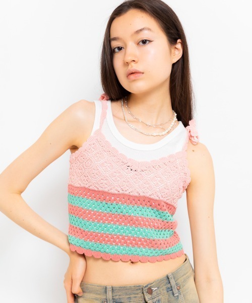 ベスト ジレ atmos pink Crochet Bustier / アトモス ピンク クロシェット ビスチェ レディース