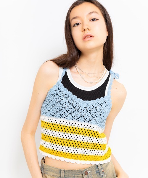 atmos girls ベスト ジレ pink Crochet Bustier / アトモス