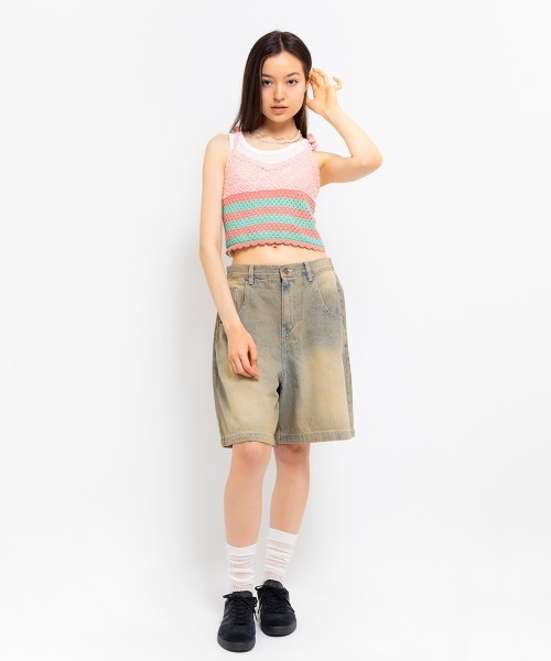 atmos girls ベスト ジレ pink Crochet Bustier / アトモス