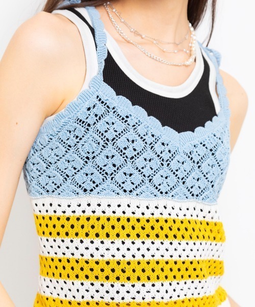 ベスト ジレ atmos pink Crochet Bustier / アトモス ピンク クロシェット ビスチェ レディース atmos girls ベスト ジレ pink Crochet Bustier / アトモス