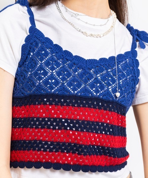 atmos girls ベスト ジレ pink Crochet Bustier / アトモス
