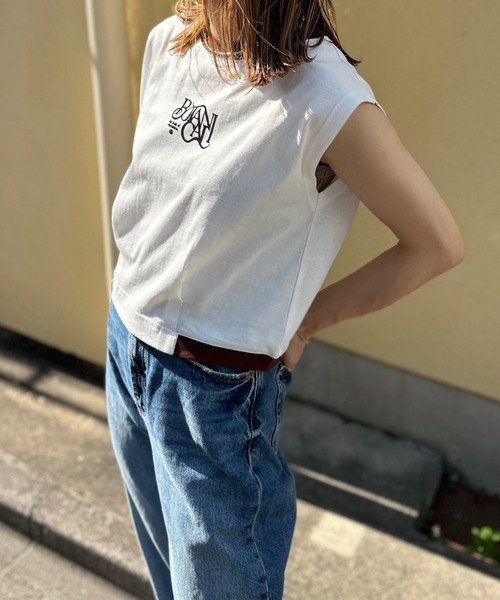 mi via loca tシャツ フロッキーロゴ クロップド丈 フレンチ