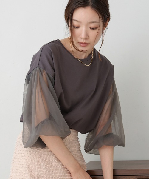 releam リグリーム ボリュームシアースリーブトップス ボリュームシアースリーブトップス｜VOLUME SHEER SLEEVE TOPSの