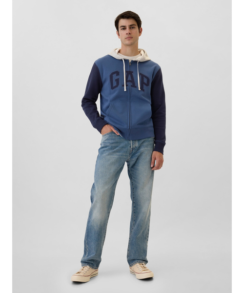 GAP パーカー GAPロゴ カラーブロック ジップアップパーカー