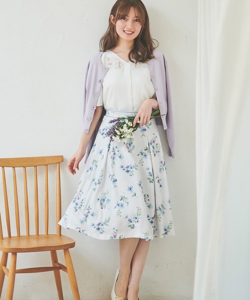 LAISSE PASSE」 フレアスカート 36 ホワイト レディース : 85719411 