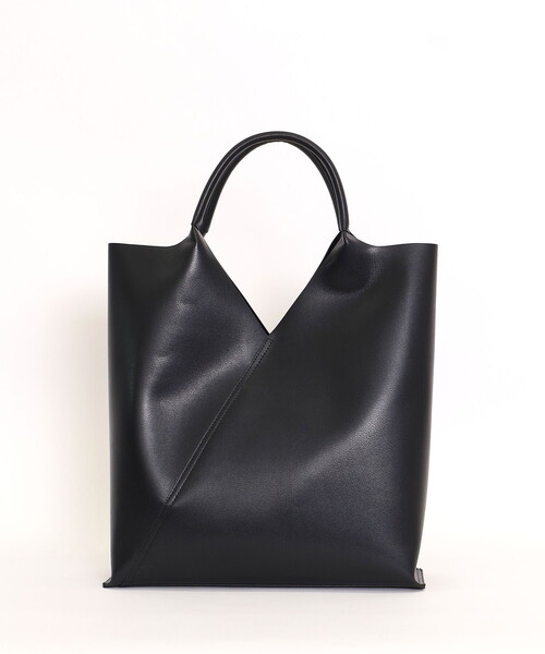 COOCO トートバッグ フェイクレザー斜め切替トートバッグ／A4