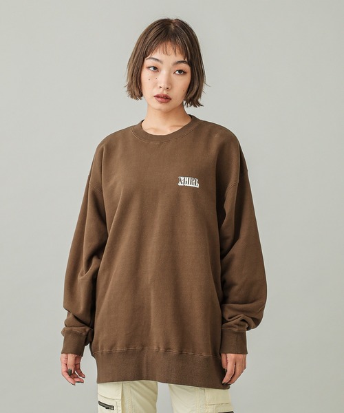 トレーナー スウェット CIRCLE BACKGROUND FACE LOGO BIG SWEAT TOP レディース メンズ X-girl トレーナー スウェット CIRCLE BACKGROUND FACE LOGO BIG