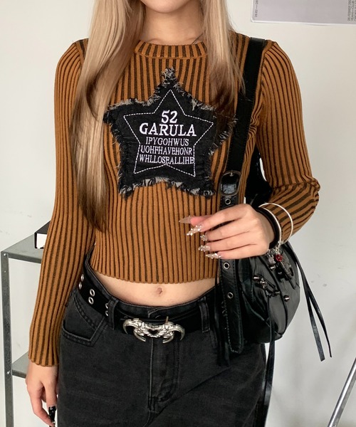 lilful tシャツ フリンジスターモチーフ クラッシュ ワッペン