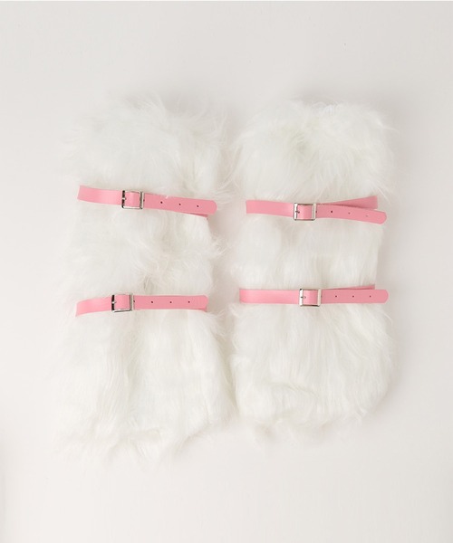 ウォーマー 新品 白 ダブルベルトファーレッグウォーマー[品番：VINK0002960]｜URBAN