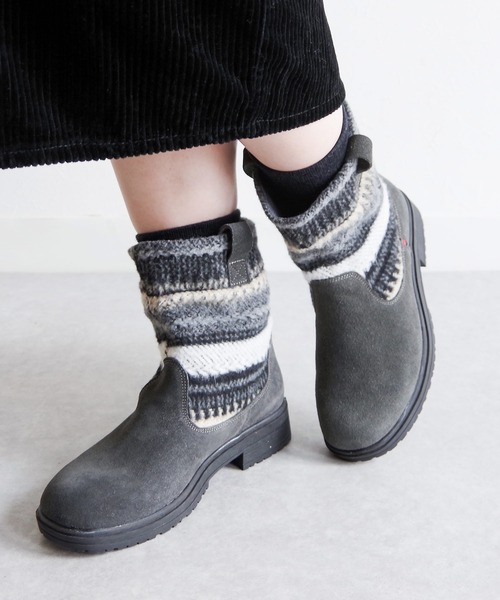 Minnetonka（ミネトンカ） ブーツ JOLI ニットスエードショートブーツ 