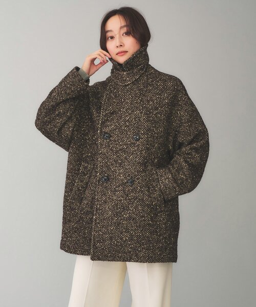 良品■PATRIZIA PEPE■ダウンコート ミックスツイード 切替 40 セール】トッコクローゼット tocco closet ビジューつき裾フレア