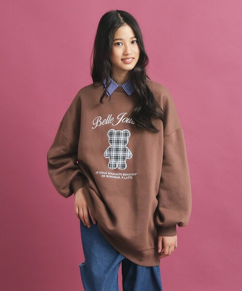 PINK-latte トレーナー クマプリントスウェット キッズ 子供服