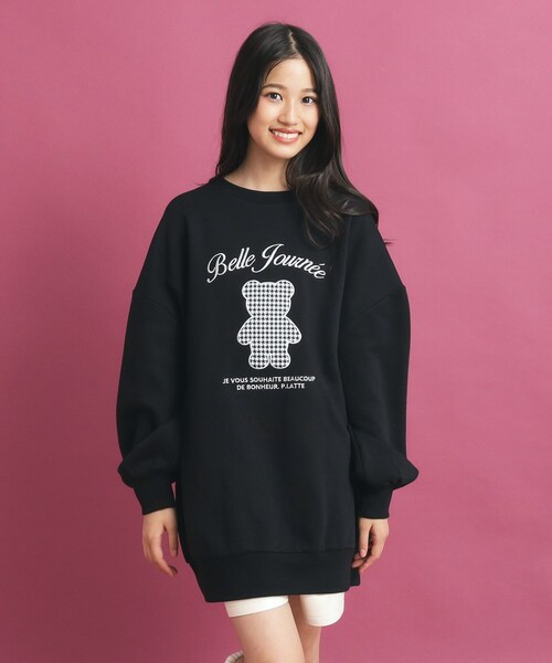 PINK-latte tシャツ 秋冬マストアイテム クマ裏毛スウェット