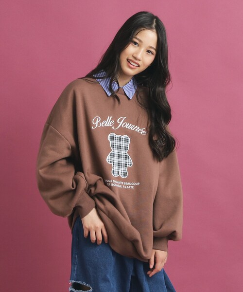 PINK-latte（ピンクラテ） トレーナー クマプリントスウェット キッズ