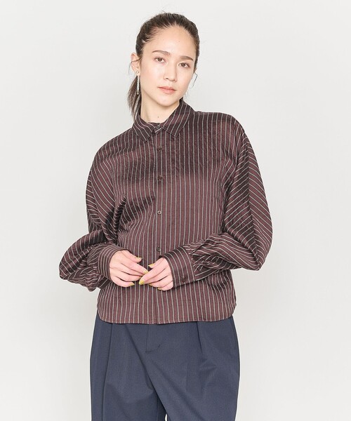 ブラウス シャツ 「ASTRAET」ストライプ ドルマン レギュラーカラーブラウス レディース