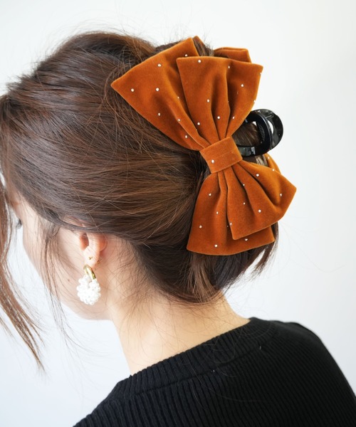 Port（ポート） ヘアクリップ 「 」 ベロア ビッグ リボン バンス