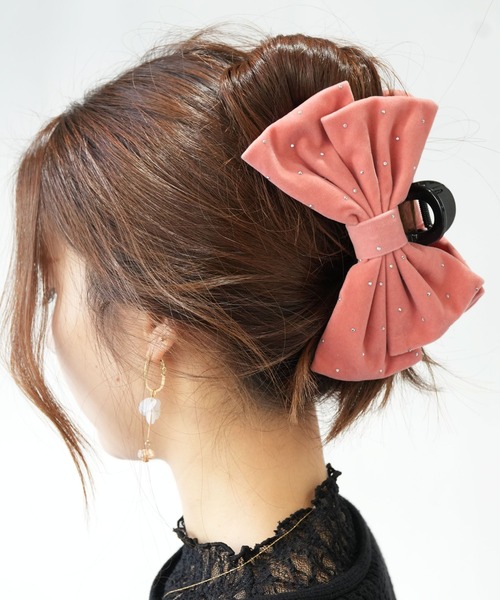 Port（ポート） ヘアクリップ 「 」 ベロア ビッグ リボン バンス