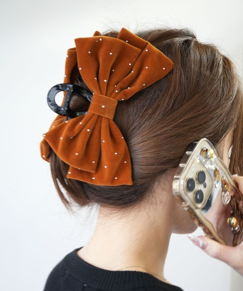 Port（ポート） ヘアクリップ 「 」 ベロア ビッグ リボン バンス