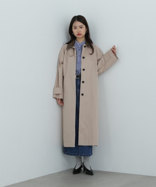 nonnative のベージュ色コート PAPAVER ノーカラーコート コート 「papaver」カットノーカラー