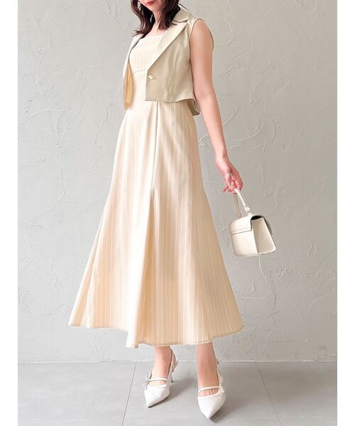 dazzlin♡ワンピース dazzlin ドットギャザータフタワンピース（ブラウン