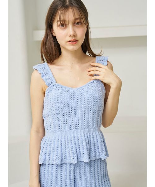 ジェラピケ　クロシェカップインタンクトップ gelato pique パジャマ ルームウェア クロシェカップインタンク