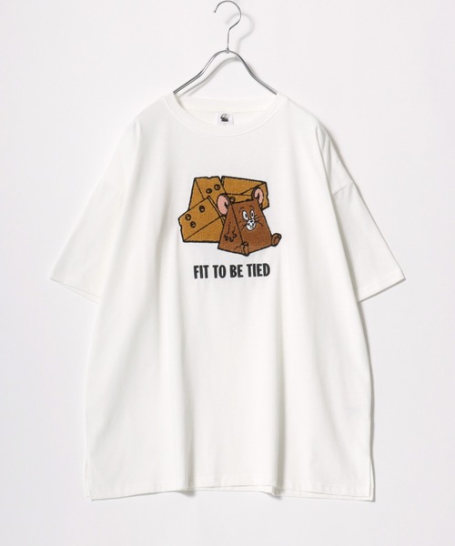 トムとジェリー　タフィー　レディース　Tシャツ　半袖　サガラ刺繍　洋服 tシャツ Tom＆Jerry/トム＆ジェリー キャラクター サガラ刺繍