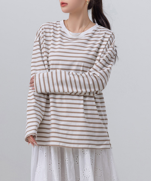 DAY CLOSET tシャツ 長袖 ボーダー柄 ゆる ビッグシルエット ロンT