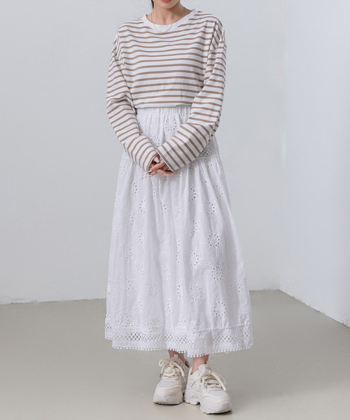DAY CLOSET tシャツ 長袖 ボーダー柄 ゆる ビッグシルエット ロンT