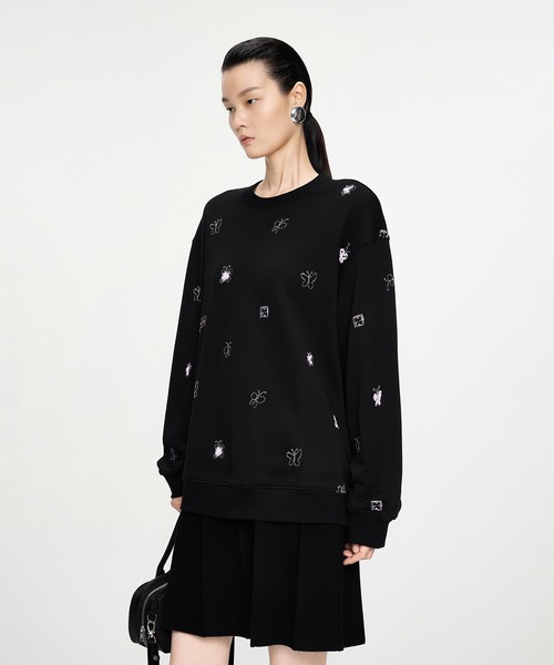 tシャツ 3D Butterfly Embroidered Sweatshirt / バタフライスウェットシャツ レディース