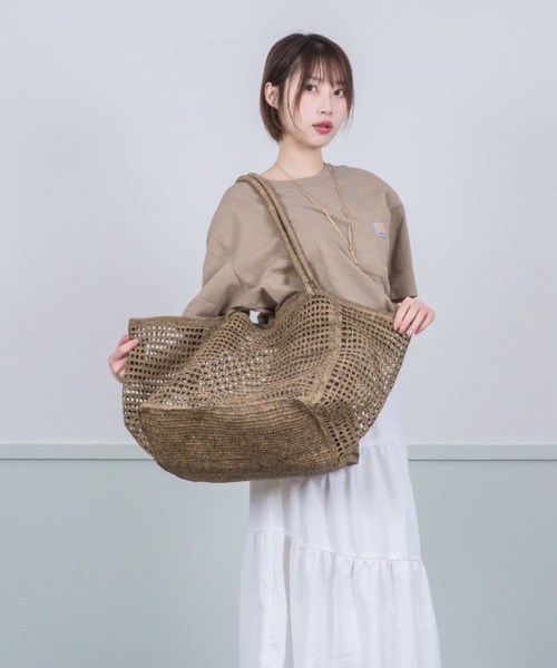 MADE IN MADA 大きめ かごバッグラフィア トートバッグ ハンドバッグ セール】【MADE IN MADA /メイドインマダ】大きめ かごバッグ