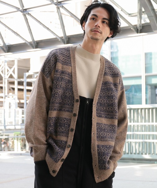 niko and…（ニコアンド） ニットカーディガン MEDIUM ブラウン メンズ