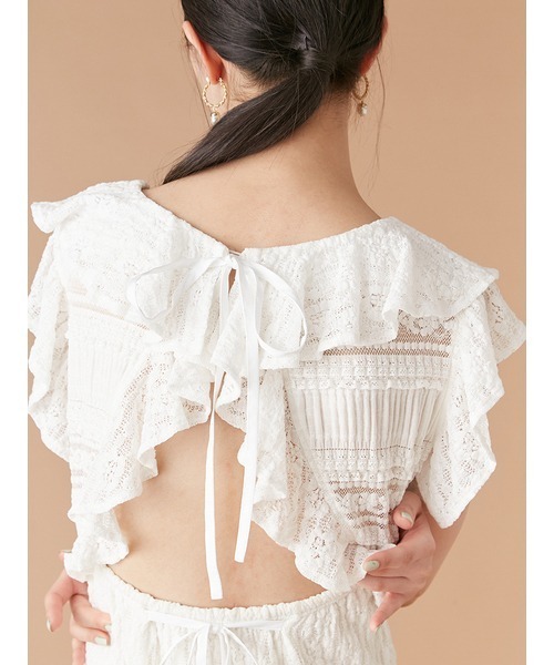 LILY BROWN ワンピース カットレースフリルワンピース