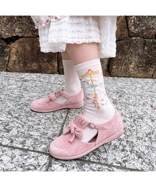 ピンクハウス　メリーゴーラウンド　ソックス・コサージュセット　新品未使用 PINK HOUSE（ピンクハウス） 靴下 メリーゴーラウンド柄ソックス